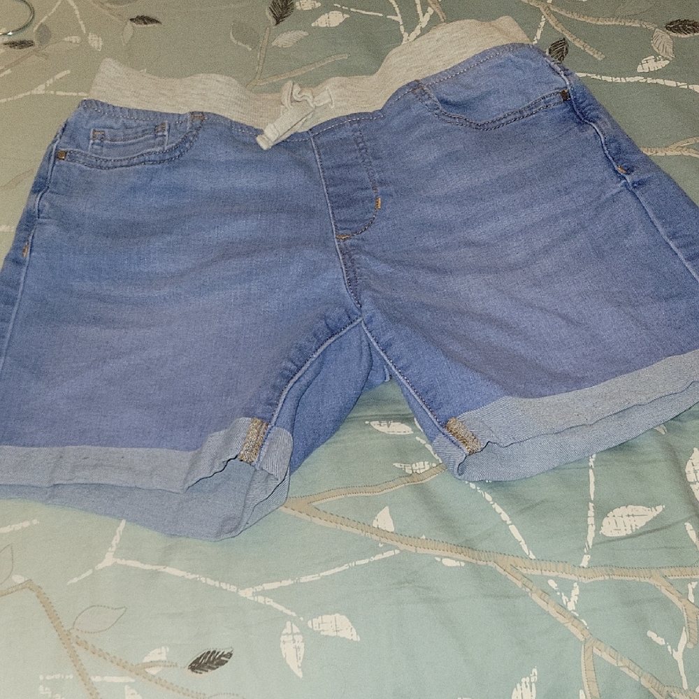 Wonder Nation Blue and Gray Jean Shorts Distressed Style